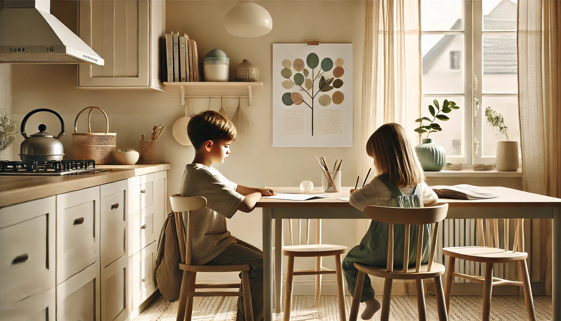 Year 3 child studying calmly at home with a worksheet